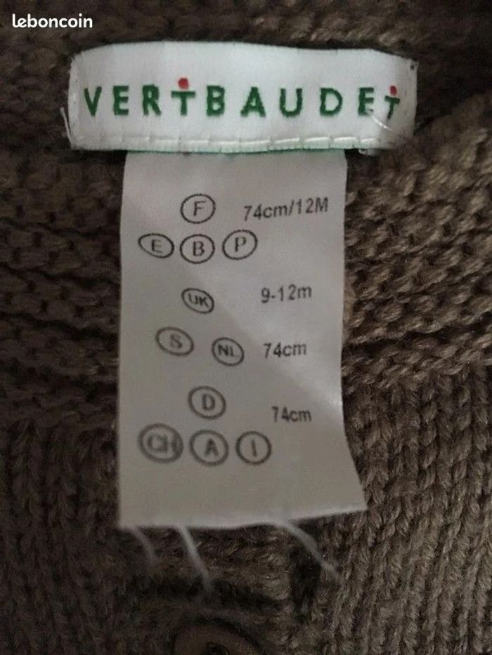 Gilet/Pull Vertbaudet 9-12 mois - 74 cm - photo numéro 3