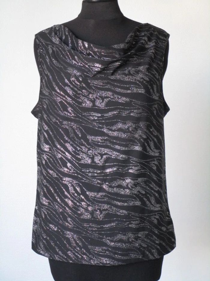 Top noir motifs argent Fiorella di Verdi 42 TBE - photo numéro 2