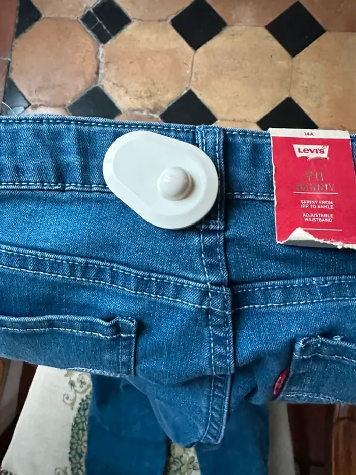 Pantalon Jean Lévis Levi Strauss Levi’s fille 14 ans 158cm Skinny Blue Winds ajustable - photo numéro 9