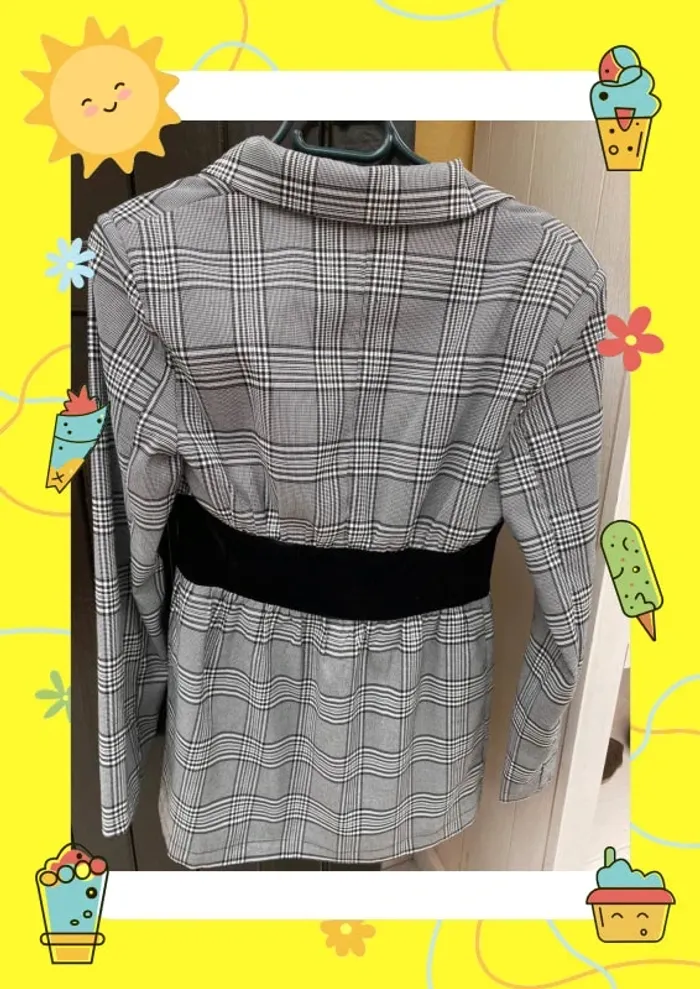 Blazer à carreaux avec boutons S 36 simplee shein - photo numéro 6