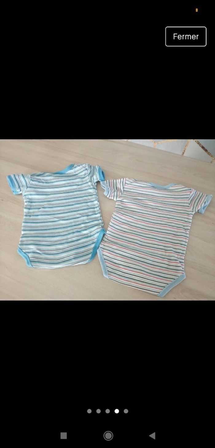 Lot de 2 bodys rayés bleu 3 mois bébé garçon - photo numéro 4