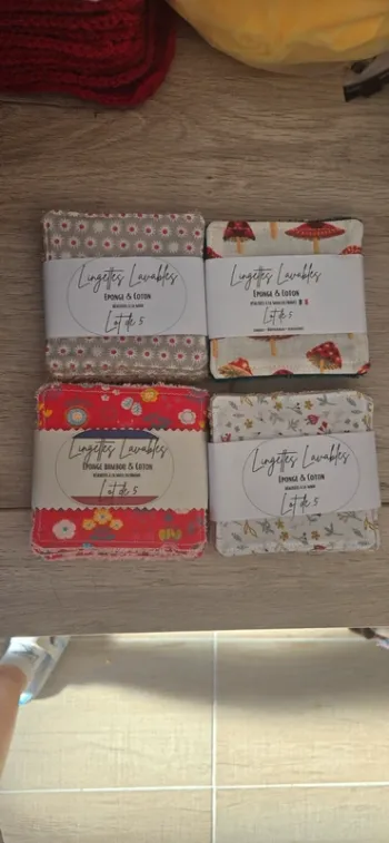 Lot de 5 lingettes éponge lavables neuf