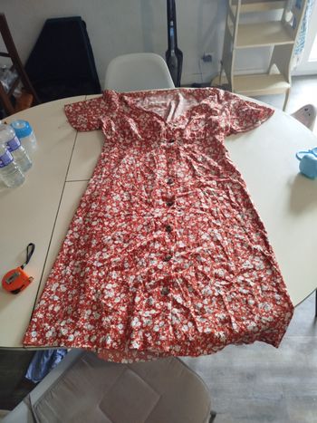 Robe D'été Fleurie Rouge Terracotta - Taille M