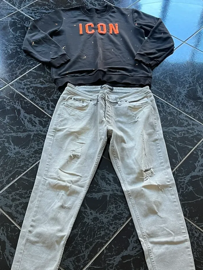 Ensemble jean gris et pull xl - photo numéro 4