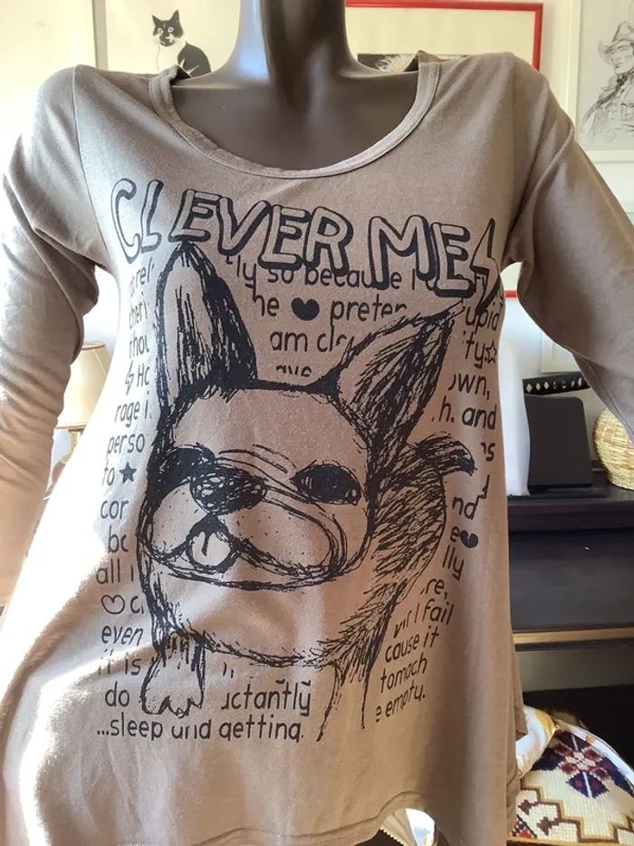 T-shirt moka con cucciolo di cane - photo numéro 3