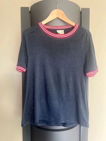 T shirt rayé argenté