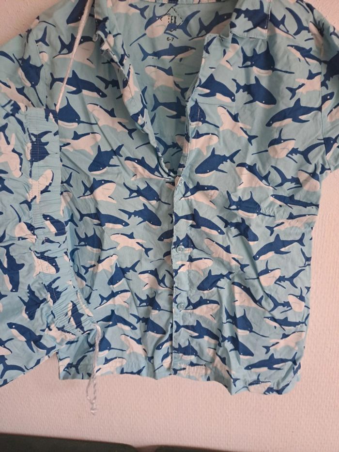 Pyjama garçon chemisette et short bleu requins BCBG tex 6/7 ans - photo numéro 2