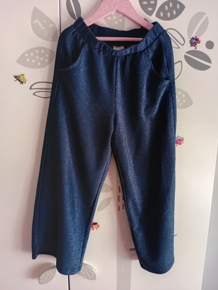 Pantalon fluide léger marine pailleté