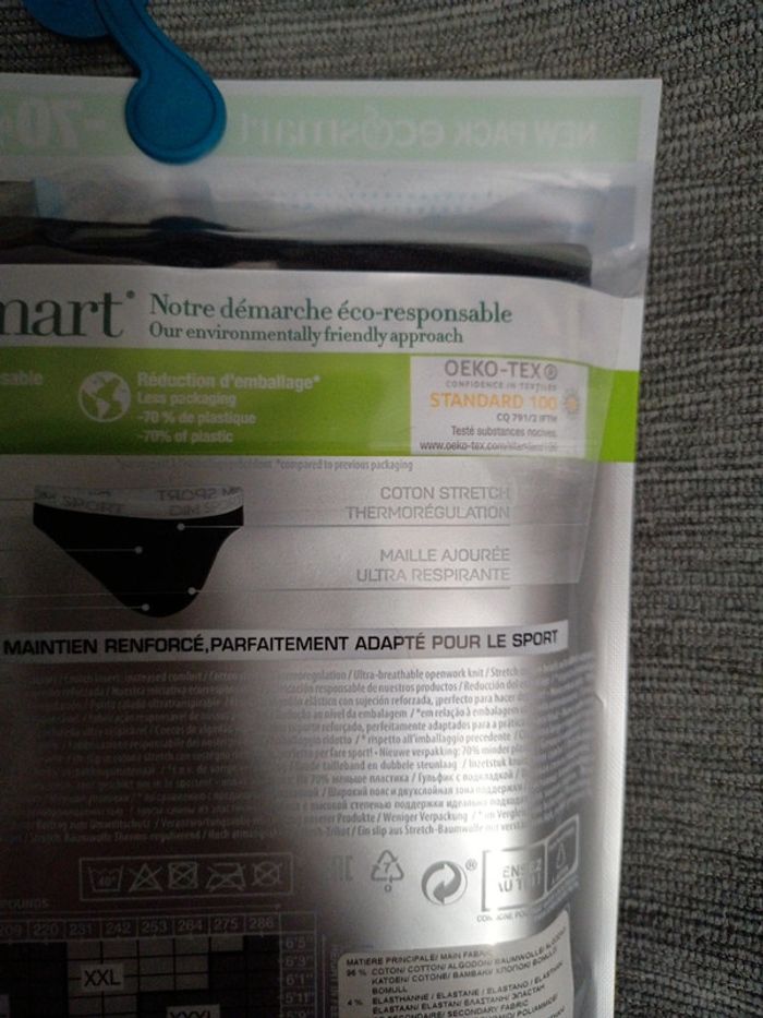 3 slips dim sport en coton stretch maintien renforcé taille s - photo numéro 8