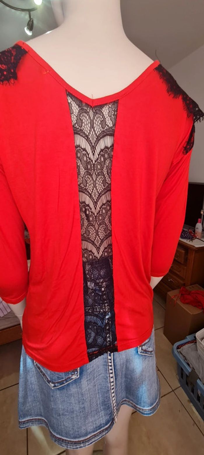 Debardeur rouge dentelé t 42 BRÉAL - photo numéro 5