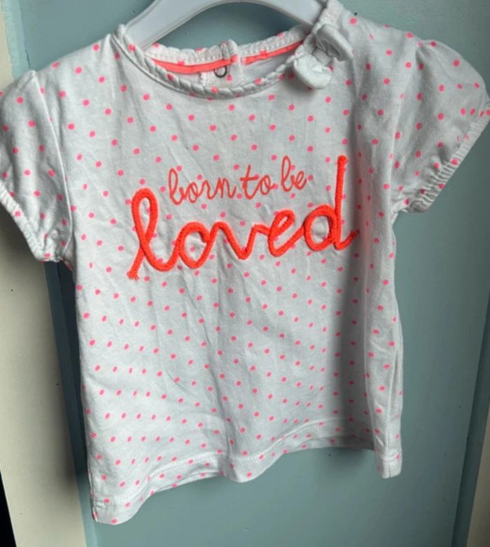 👕 Tee-shirt pois corail – 9 mois – Gémo 🌸