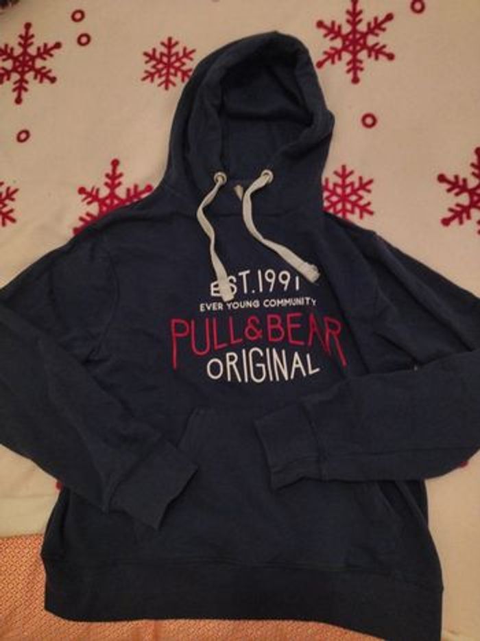 Sweat à capuche bleu marine Pull & bear