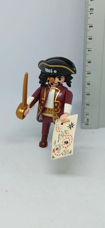 Homme pirate barbe de requin avec épée dorée et carte
