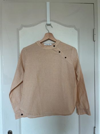 Blouse rayée effet lin – Taille 36 col officier manches longues