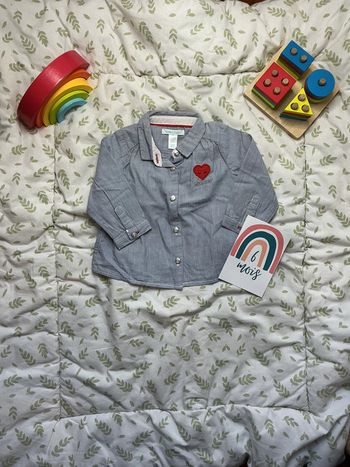 chemise manches longues rayé bleu et blanc 6 mois obaibi