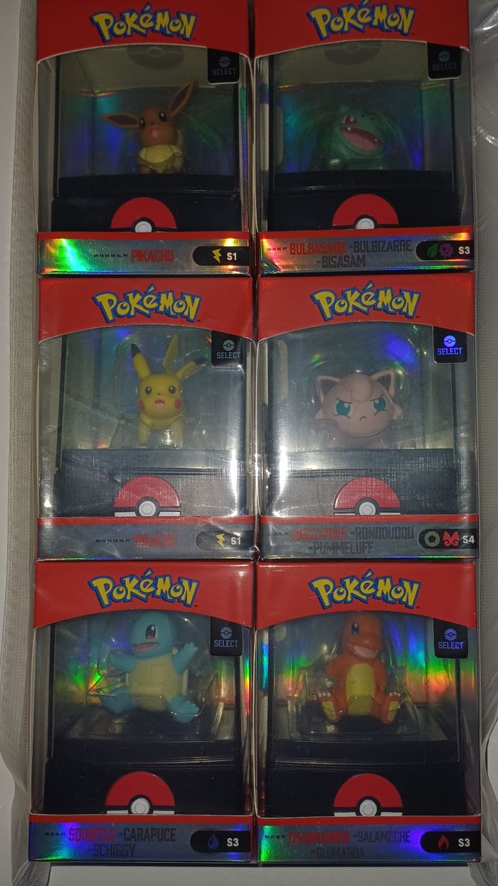 Lot complet en boîte des 6 figurines emblématiques Pokémon