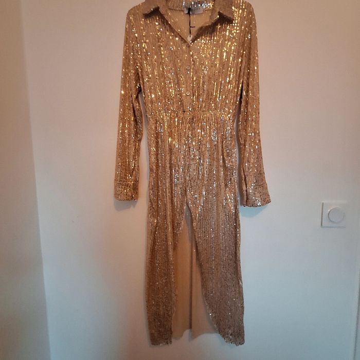 Robe chique avec paillettes beige taille unique - photo numéro 6