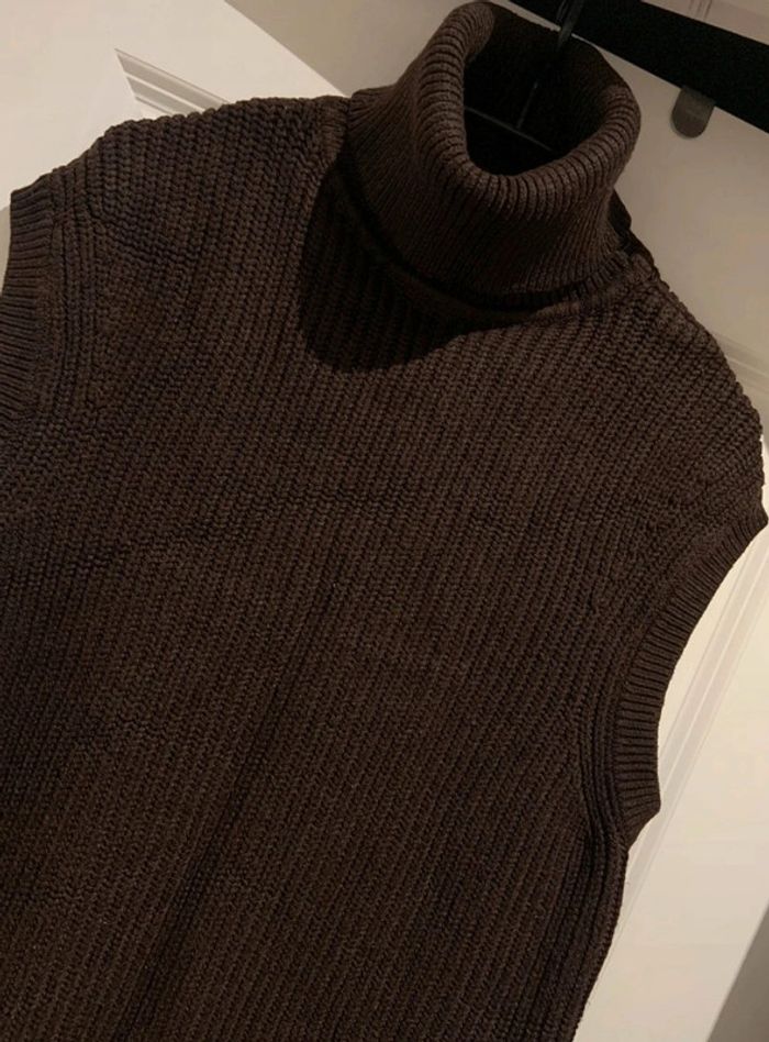 🔝 Pull sans manches Zara marron taille M 38 en acrylique polyester et viscose - photo numéro 3