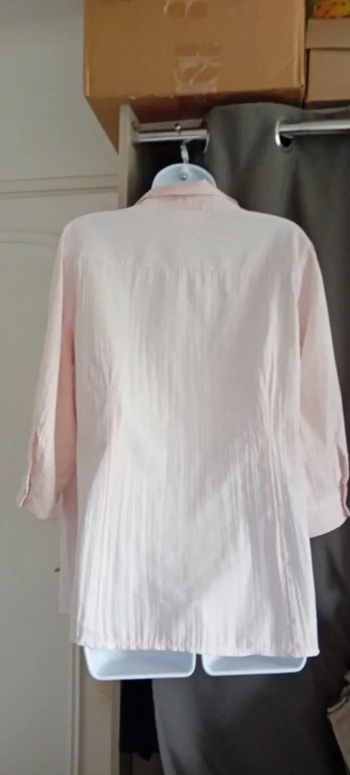 Blouse manches 3/4 ajustables effet plissé avec poches à pression rose femme 46 canda - photo numéro 11