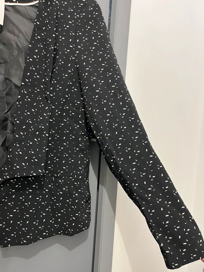 Veste blazer femme 44 noir motifs blancs neuve - photo numéro 2