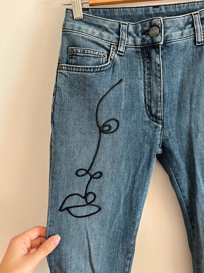 Jean slim/skinny à motifs visage Moschino Couture - photo numéro 2