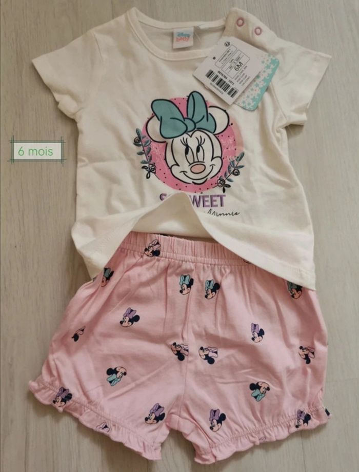 Ensemble t-shirt et short Minnie Disney 6 mois - photo numéro 2