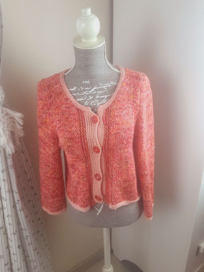 Gilet Chiné corail orangé T 8/ 10 anss