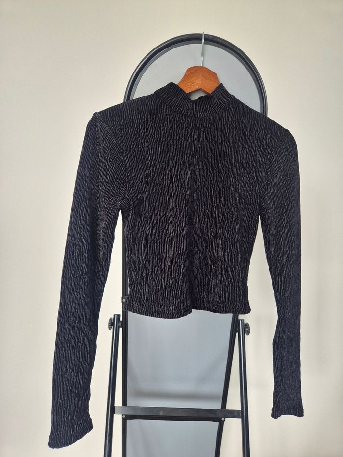 crop top noir effet velours H&M taille S