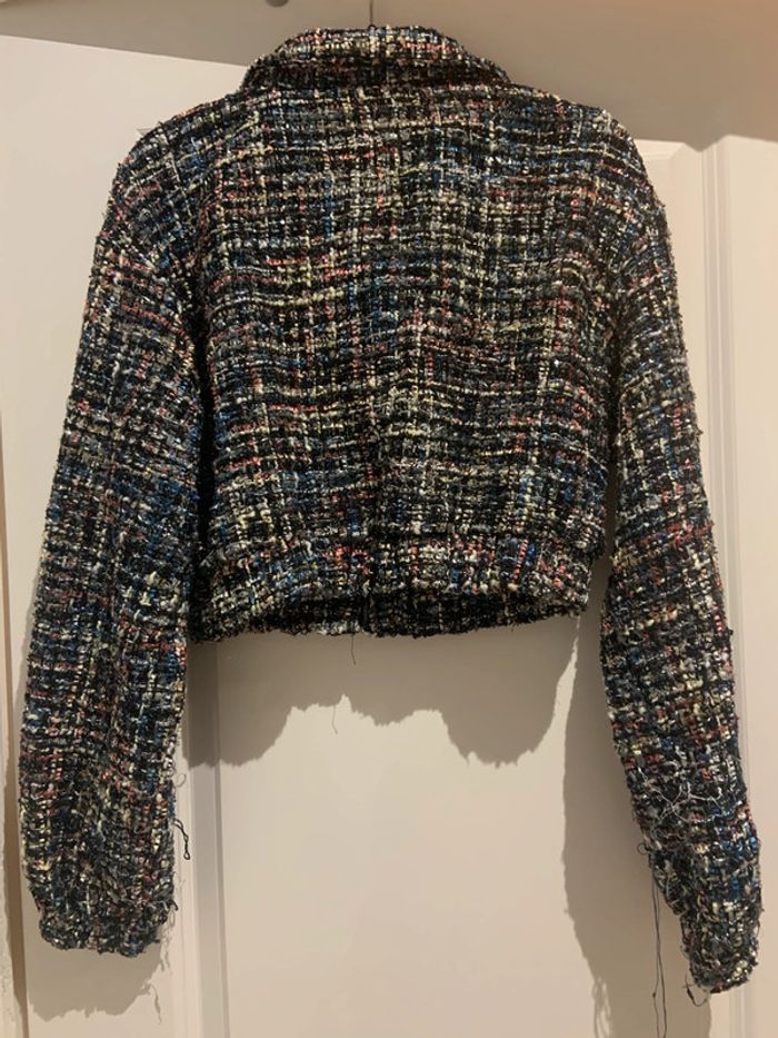🔝 Veste courte manches longues Shein noire avec liseré argenté et coloré taille M 38 coton polyester - photo numéro 2