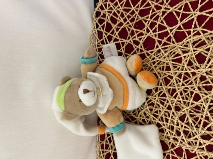 ALINEA TIMOE OURS MOUCHOIR BLANC BEIGE ORANGE BLEU baby 'nat - photo numéro 3