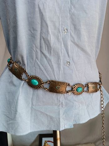 Ceinture concho métal et turquoise | Vintage