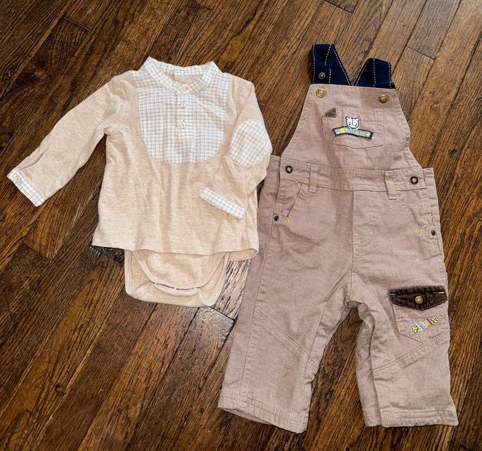 Salopette sergent major et body vertbaudet 6 mois