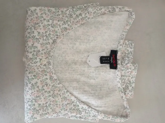 Haut court crop top fleuri blanc manches trois quart T.M Jennyfer - photo numéro 4