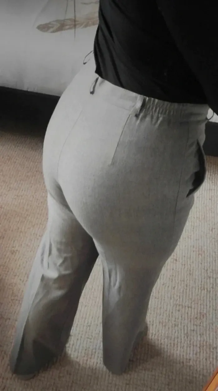 Pantalon à pince ajusté, habillé gris Un Jour Ailleurs UJA 42 en laine - photo numéro 2