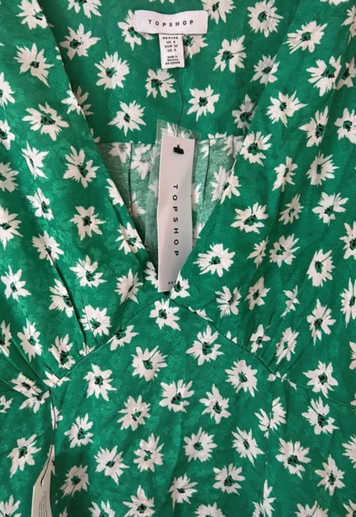 Robe fleurie, verte et blanche, Topshop - photo numéro 4