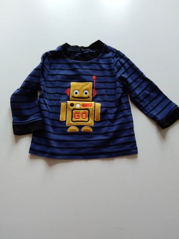 tee shirt rayé robot garcon 12 mois