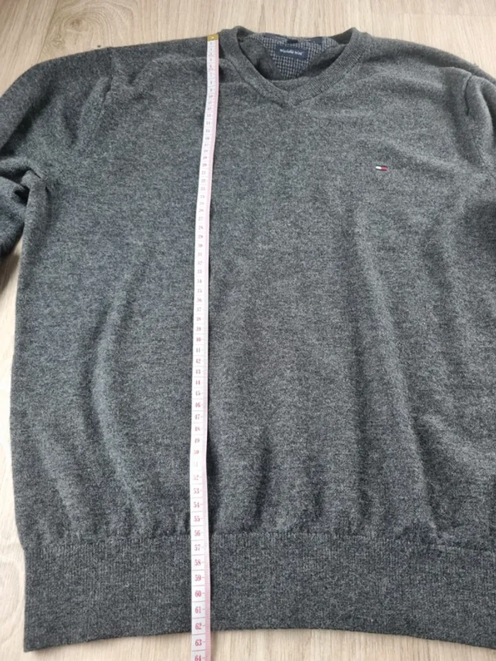 Pull a col V Gris foncé Laine Tommy Hilfiger Homme Taille S - photo numéro 4