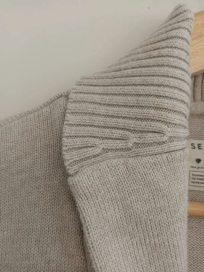 Joli gilet cardigan en maille Selected Homme taille L beige - photo numéro 4