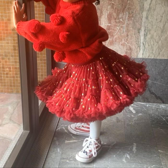 Jupe tutu rouge profond étoile 3 ans
