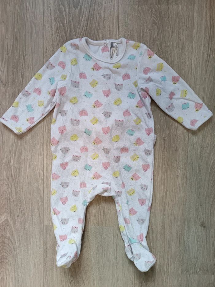 Lot pyjamas velours Orchestra motifs chats fille 12 mois - photo numéro 3