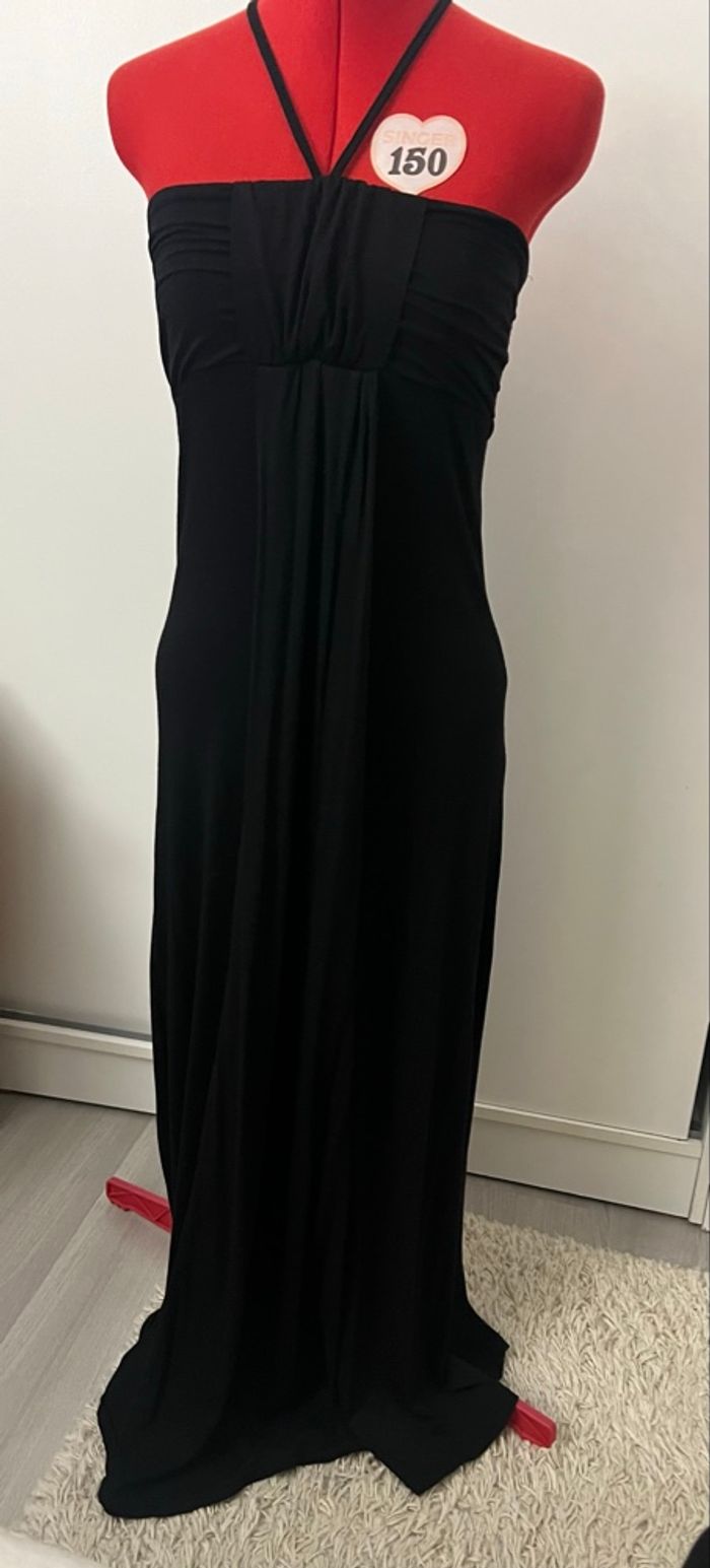 Robe longue drapée noire - photo numéro 2