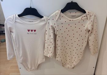 Lot 2 bodies manches longues  36 mois fille coton bio verbaudet 