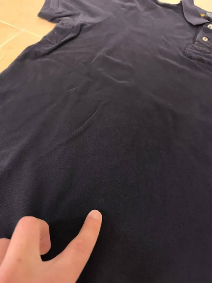 Polo Ralph Lauren homme custom fit L marine logo jaune quelques défauts - photo numéro 7
