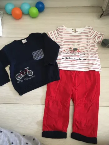 Ensemble pantalon + pull + t-shirt 12 mois Sergent major