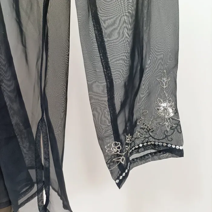 Tunique transparente noire brodée à perles – T.2 – Mim A1024 - photo numéro 7