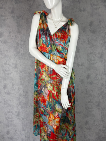 🌸 Robe longue à motif avec noeud sur les épaules Taille 42/44
