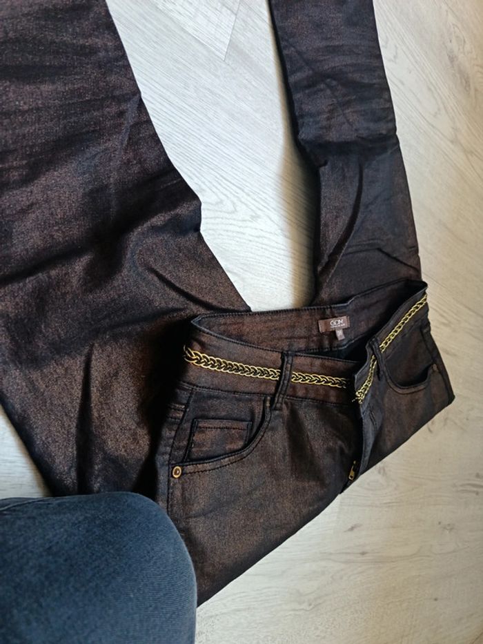 Pantalon femme 38 M grain de malice tbe brun satinée - photo numéro 16