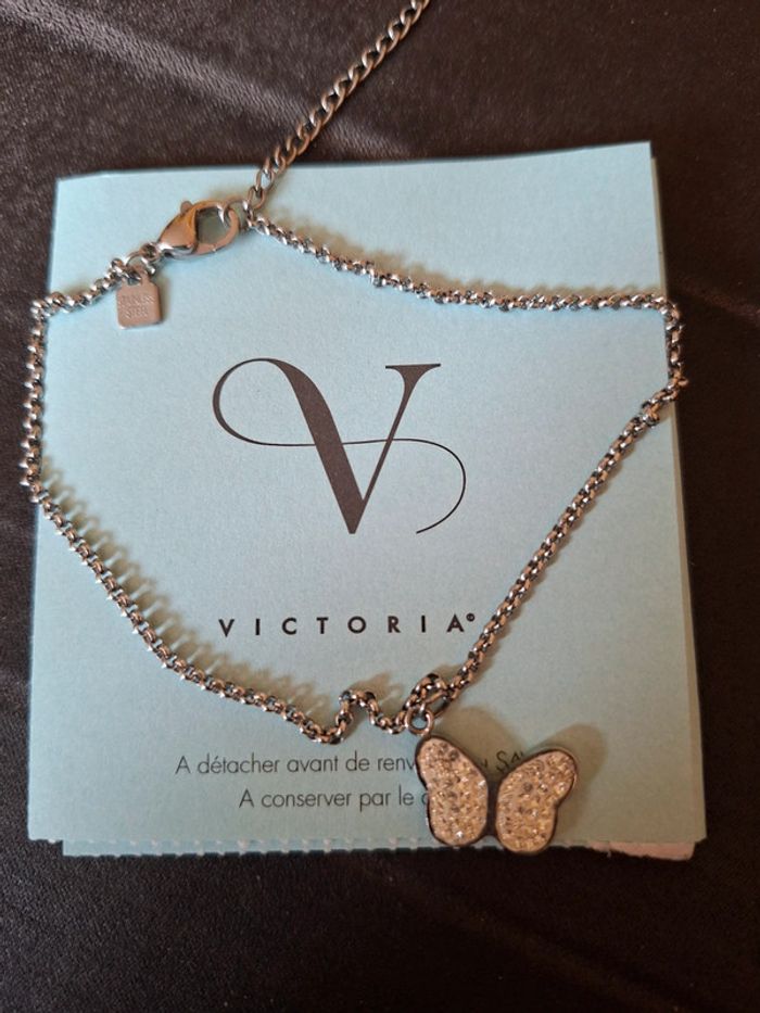 Chaîne de cheville Bijoux Victoria Papillon Acier Strass - photo numéro 2