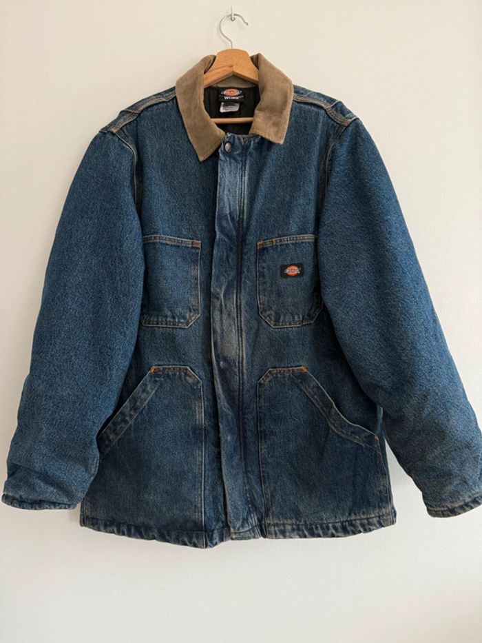 Veste Dickies en Jean Vintage Col Daim Beige Rare & Magnifique ! - photo numéro 2