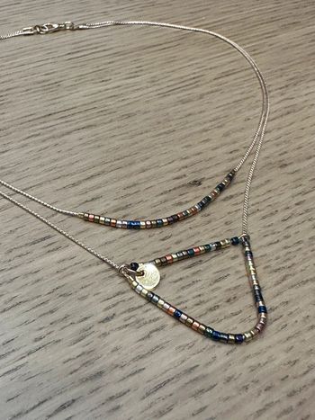 Collier sautoir multirang perles miyuki et laiton or